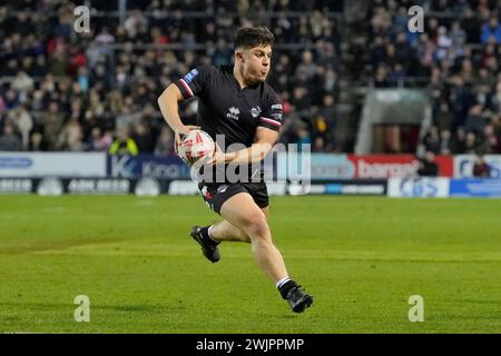 St Helens, Großbritannien. Februar 2024. Oli Leyland von London Broncos während des Spiels der Betfred Super League Runde 1 St Helens gegen London Broncos im Totally Wicked Stadium, St Helens, Vereinigtes Königreich, 16. Februar 2024 (Foto: Steve Flynn/News Images) in St Helens, Vereinigtes Königreich am 16. Februar 2024. (Foto: Steve Flynn/News Images/SIPA USA) Credit: SIPA USA/Alamy Live News Stockfoto