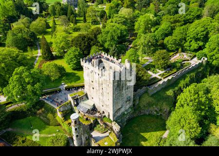 Blarney Castle, mittelalterliche Festung in Blarney, in der Nähe von Cork, bekannt für seinen legendären weltberühmten magischen Blarney Stone alias Stone of Eloquence, und reno Stockfoto
