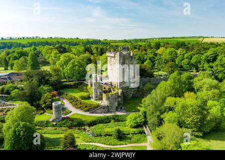 Blarney Castle, mittelalterliche Festung in Blarney, in der Nähe von Cork, bekannt für seinen legendären weltberühmten magischen Blarney Stone alias Stone of Eloquence, und reno Stockfoto