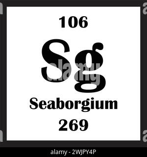 Seaborgium chemisches Element Symbol Vektor Illustration Design Stock Vektor