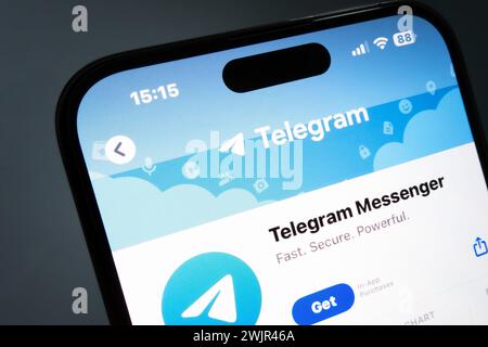 Nanning, China - 7. Februar 2024. Telegram Messenger-App. Telegram Messenger ist eine kostenlose plattformübergreifende Messaging-App. Stockfoto