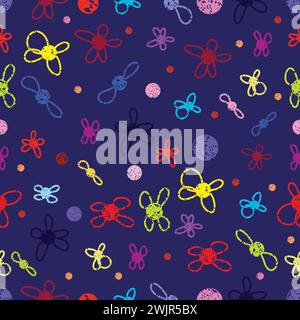 Abstrakte Kreidesterne Planeten Satelliten Weltraum nahtloser Vektor Stock Vektor