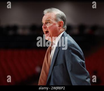14. Februar 2024: Texas-Cheftrainer Vic Schaefer während eines Big 12 Frauen Basketballspiels zwischen den Houston Cougars und den Texas Longhorns am 14. Februar 2024 in Houston. Texas gewann 82:66. (Kreditbild: © Scott Coleman/ZUMA Press Wire) NUR REDAKTIONELLE VERWENDUNG! Nicht für kommerzielle ZWECKE! Stockfoto