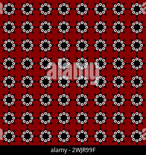 Abstrakter schwarzer, weißer und roter Hintergrund im arabischen, islamischen, orientalischen Stil. Nahtlos wiederkehrende Muster und Ornamente. Vektorabbildung. Stock Vektor