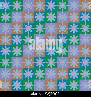 Abstrakter Hintergrund in arabischem, islamischem, orientalischem Stil. Sanfte Farben, Fliesenstil. Nahtlos wiederkehrende Muster und Ornamente. Papierblumenhintergrund. Stock Vektor
