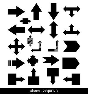 Pfeilsatz Symbol. Symbol für unterschiedliche Pfeile für Sammlung. Schwarze Vektorpfeile – Vektor. Arrows Vector Kollektion mit elegantem Stil und schwarzer Farbe. Stock Vektor