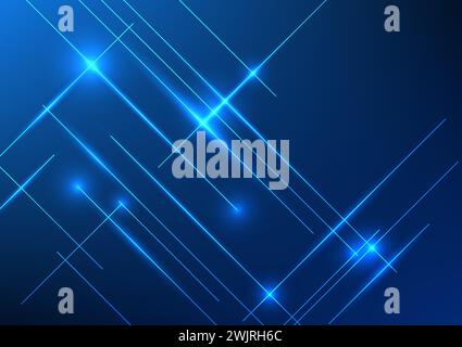 Abstrakter Technologiehintergrund überlappende Linien mit Lichtern Konzept der zukünftigen Technologie Datenverbindung, Vektorillustration, Bildschirm, Poster, Wallpaper Stock Vektor