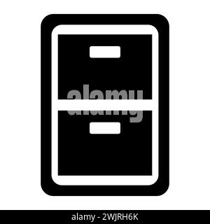 Vektorbild des Aktenschranks auf weißem Hintergrund isoliert. Dokumentenschrank und Aktenarchiv. Aufbewahrungsbehälter Safe Schrank Schublade. Stock Vektor