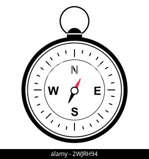 Symbol Vektorkompass. Symbol für Linienkompass auf weißem Hintergrund isoliert. Umrisssymbol für Website-Design, mobile Anwendung. Kompasspiktogramm. Vektor. Stock Vektor