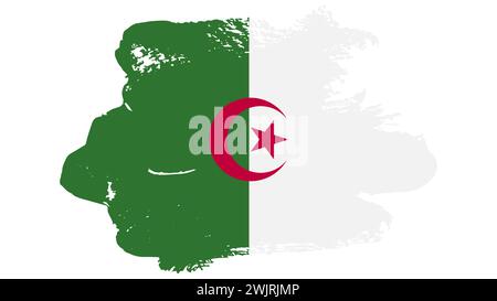 Kunst Illustration Design Konzept Symbol Flaggenzeichen Nation von algerien Stock Vektor