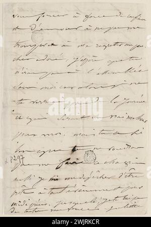 Juliette Drouet an Victor Hugo; 2. Blatt Donnerstagmorgen 25. Oktober, 8 Uhr [1849]; Victor Hugo House – Paris Autograph Letter Stockfoto