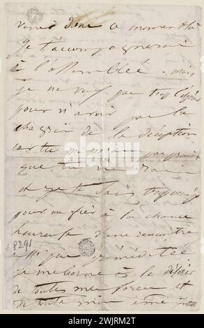 Juliette Drouet an Victor Hugo; 2. Blatt 15. Oktober Montag Morgen [1849]; Victor Hugo House – Paris Autograph Letter Stockfoto