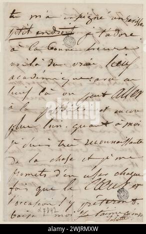 Juliette Drouet an Victor Hugo; 20. Januar Donnerstag Mittag [1848]; Victor Hugo House – Paris Autograph Letter Stockfoto