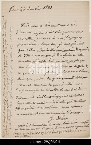 Juliette Drouet a Paul Meurice; 28. Januar [1881]; Victor Hugo House – Paris Autograph Letter Stockfoto