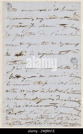 Juliette Drouet an Victor Hugo; 23. April Mittwoch Mittag [1851]; Victor Hugo Haus – Paris Autograph Letter Stockfoto