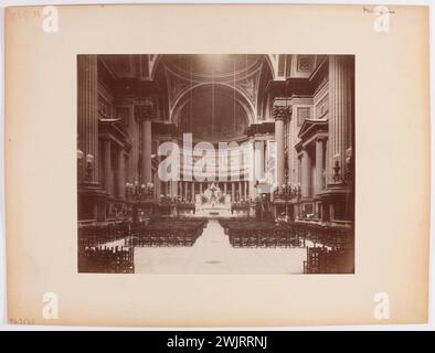 Anonym, innen, Blick auf den Chor vom Langhaus. Madeleine-Kirche. Place de la Madeleine. 8. Arrondissement, Paris. (Dummy-Titel). Albuminpapier zeichnet. Carnavalet Museum, Geschichte von Paris. Stockfoto