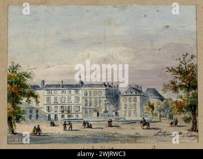 Ransonnette, Charles Nicolas (Nr. 1793-05-27-D.1877), der Boulevard Saint Martin Boulevard Wasserturm (Dummy-Titel). Aquarell, Gouache. Carnavalet Museum, Geschichte von Paris. Der Boulevard Saint Martin Wasserturm Stockfoto