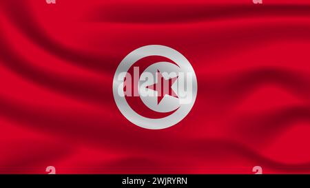 Nationalflagge mit Effektzeichen Symbol Land Tunesien Stockfoto