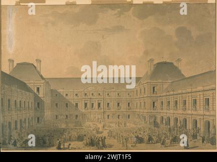 Jacques Francois Joseph Swebach-Desfontaines (zugewiesen). "Partei in Luxemburg am 20. Frimaire Jahr IV Bonaparte übergibt dem Verwaltungsrat den Verwaltungsvertrag." Paris, Carnavalet Museum. 27036-6 Arrondissement, Verzeichnis, Kaiser, Fest, Francais, Frankreich Österreich, Luxemburg, Frieden, Französische Revolution, Campo-Formio-Handel, VI. 6. 6. 6. 6. 6. 6. 6. 6. 6. 6 6. 6. 6. 6. 6. 6. 6. 6 Stockfoto