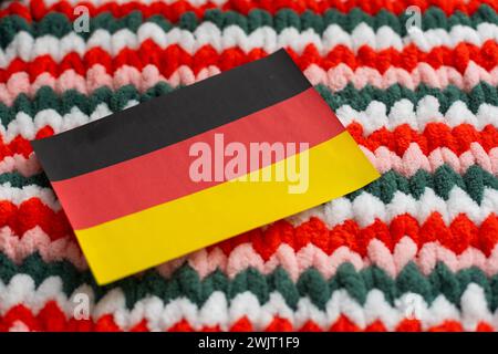 Flaggenpflaster Deutschland. Fotorealistische Stickerei Stockfoto