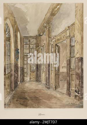 Jean-Louis Talagrand (* 1845). Gefängnis Sainte-Pélagie: Krankenstation. Aquarell, braune Tinte. Paris, Carnavalet Museum. Album mit Zeichnungen, braune Tinte, Krankenstation, Pariser Gefängnis, Sainte-Pelagie Gefängnis, Veme VE V 5. 5. Arrondissement, Aquarell Stockfoto