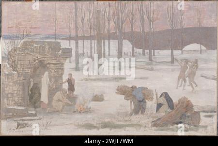 Pierre Puvis de Chavannes (1824-1898). „Winter“. Skizze für die Tierkreisshow im Rathaus. Museum der Schönen Künste der Stadt Paris, Petit Palais. 24492-3 Allegory, Dekoration, Skizze, Schwuchtel, Winter, City Hotel in Paris, Zodiac Salon, Scene Daily Life, Peer Stockfoto