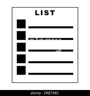Illustrationssymbol einer Zwischenablage mit Liste. Eines der festgelegten Web-Symbole. Symbol Dokumentvektor. Abbildung isoliert für Grafik- und Webdesign. Stock Vektor