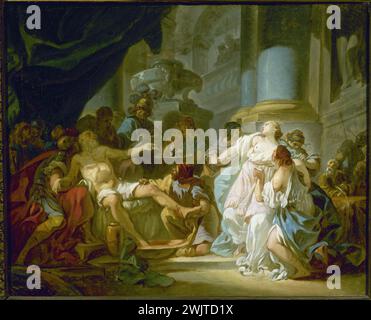 Jacques-Louis David (1748-1825). "Der Tod von Seneca". Esquisse, 1773. Museum der Schönen Künste der Stadt Paris, Petit Palais. 37423-8 Antike, Zigue, Vergiftung, Skizze, Tod, lateinischer Philosoph Stockfoto