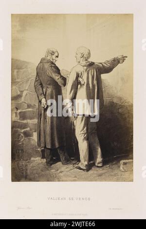 Gustave Brion. Jean Valjean und Javert in La Barricade, Illustration für „Les Misérables“. Foto Briquet/Guettard, nach einer Zeichnung von Brion, 1862. Paris, das Haus von Victor Hugo. 38140-3 Barrikade, Zeichnung, Illustration des literarischen Werkes, Romanfigur Stockfoto