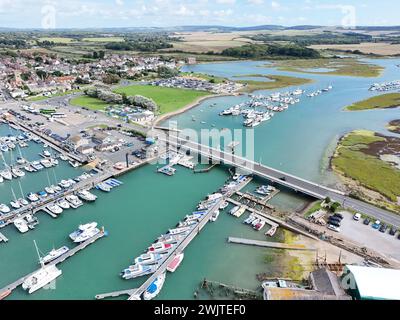 Yarmouth Isle of Wight Marina Drohne, Luftfahrt Stockfoto