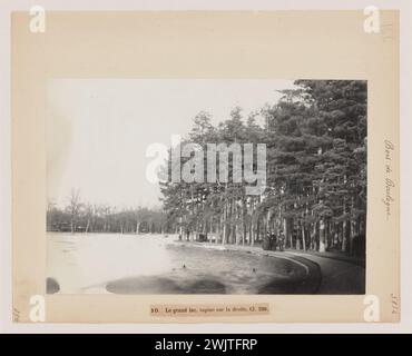 Blancard, Hippolyte (1843 - D.1924), Le Grande Lac du Bois de Boulogne, 16. Arrondissement, Paris (Dummy-Titel), 1890. Platin-Verlosung. Carnavalet Museum, Geschichte von Paris. Stockfoto