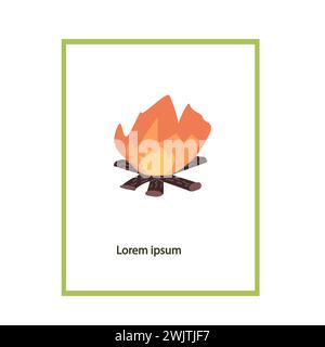 Cartoon Feuer mit Holz - handgezeichnetes Farbsymbol - Karte oder Poster. Vektorillustration kann für Bildung Kinder Karten, Poster, Cover Design verwendet werden. Stock Vektor