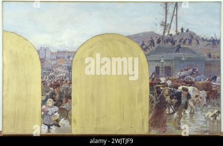 Adolphe Binet (1854-1897). "Hauptquartier von Paris - zurück nach Paris der Bewohner der Vororte, Skizze für das Rathaus (Cabinet du Prefet)", 1895. Museum der Schönen Künste der Stadt Paris, Petit Palais. PREFET-Schrank, Skizze, Krieg 1870-1871, Resident Vorort, Stadthotel, zurück, zurück, zurück, Sitz Stockfoto