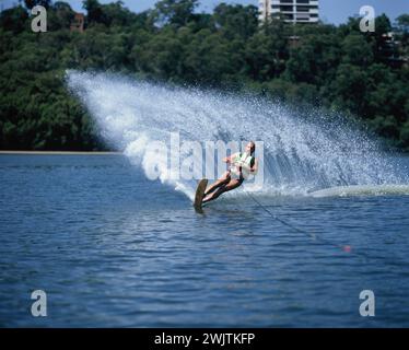 Australien. Sydney. Lane Cove River. Wasserski-Mann. Stockfoto