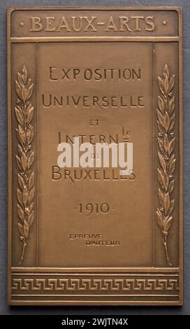 Godefroid Devreese (1861-1941). Medaille für die Universal- und Internationale Ausstellung in Brüssel (Bildende Künste). 1910. Museum der Schönen Künste der Stadt Paris, Petit Palais. 79798-9 Annies Ten 1910 10, Universal and International Exhibition 1910, Exhibition Unverselle, Medaille, Gedenkobjekt, XX. XX. XX. 20. 20. Jahrhundert Stockfoto