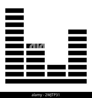 Weißes Kreuz auf Schwarz. Symbol für Tonwelle oder Sprachnachricht. Musik-Waveform, Musiktitel Radiowiedergabe. Audio-Equalizer-Leitung. Vektorabbildung. Vektorschallwelle. Stock Vektor