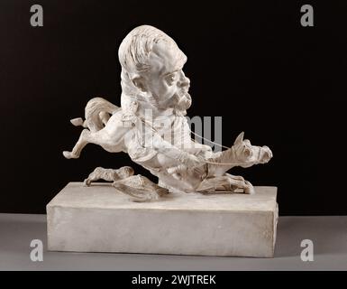 Jean-Pierre Dantan (1800-1869), sagte Dantan der junge. Porträtaufladung von Jacques-Auguste-Philippe Lepic (1812-1868), französischer General. Paris, Carnavalet Museum. General Francais, Patina Portre, Porträt, Terrakotta, Karikatur Stockfoto