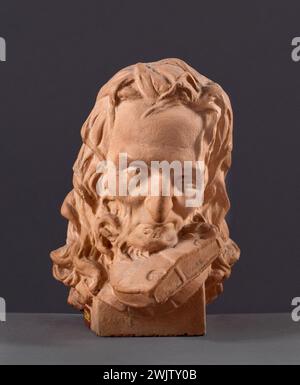 Jean-Pierre Dantan (1800-1869), sagte Dantan der junge. Karikatur des italienischen Komponisten und Geigers Niccolo Paganini (1784-1840). Terrakotta-patiniertes Gips. 1832. Paris, Museum Carnavalet. Italienischer Komponist, Pattero patina, Porträt, Porträt, Terrakotta, Geiger, Karikatur Stockfoto