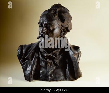 Auguste Rodin (1840-1917). "Büste von Carrier-Belleuse (Albert-Ernest Carrier de Belleuse, 1824-1887), französischer Maler, Bildhauer und Keramiker". Patinierte Terrakotta, 1882. Museum der Schönen Künste der Stadt Paris, Petit Palais. Künstler, Büste, Keramiker, französischer Keramiker, Maler, französischer Maler, Bildhauer, französischer Bildhauer, Terrakotta, Terrakotta patinae, Gesicht, 19. XIX. 19. 19. 19. 19. 19. 19. 19. 19. 19 Stockfoto