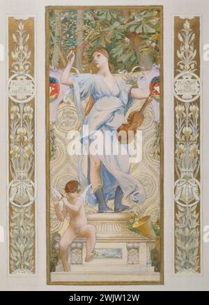 Luc-Olivier Merson (1846-1920). „Die Musik“. Museum der Schönen Künste der Stadt Paris, Petit Palais. 37970-1 Allegory, Engel, Frau, Flöte, Musiker, Musik, Violine Stockfoto