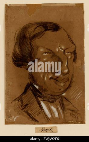 Nadar (Gaspard-Félix Tournachon, dit) (Nr. 1820-04-06-D.1910-03-21), Porträt Charles-Louis-Adolphe Vogel. (Dummy-Titel). Weiße Kohle und Gouache auf bistrem Papier. Carnavalet Museum, Geschichte von Paris. Stockfoto