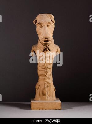 Jean-Pierre Dantan (1800-1869), sagte Dantan der junge. Karikatur des Haras-Inspektors von Guastalla. Patinierter Gips, Terrakotta. 1833. Paris, Museum Carnavalet. Haras Inspector, Patina Patina, Terrakotta, Karikatur Stockfoto