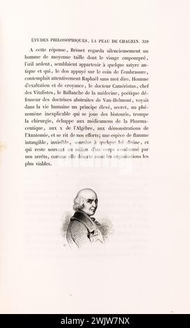 Anonym. "La Skin de Chagrin", Roman von Honoré de Balzac (1799-1850), illustrierte Ausgabe. "Doktor Cameristus". Stahlgravur. Edition H. Delloye und Victor Lecou, 1838. Paris, Maison de Balzac. Illustration, die Haut der Trauer, illustre Arbeit, Roman, literarische Arbeit Stockfoto