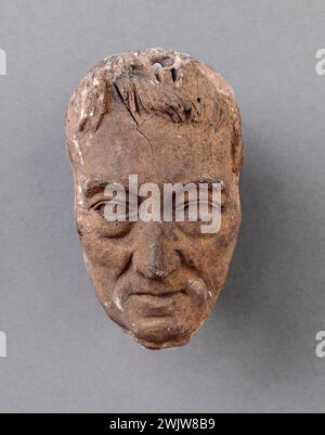 Jean-Pierre Dantan (1800-1869), sagte Dantan der junge. Unbekannte Maske. Terrakotta und Gips. Paris, Carnavalet Museum. Maske, Gips, Terrakotta Stockfoto