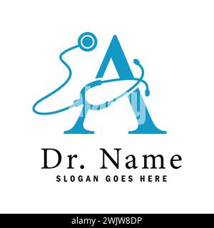 Stethoskop-Logo mit Buchstabe A. Buchstabe A Doctor Business Symbol Stock Vektor