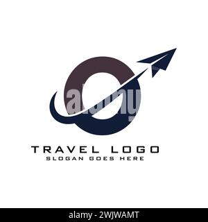 Letter O Travel Logo Icon Design mit fließendem Grafikelement für Reisebüro-Logo Stock Vektor