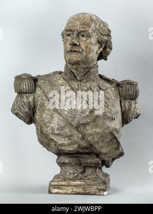 Jean-Baptiste Carpeaux (1827-1875). Büste von Admiral Tréhouart. Patiniertes Pflaster, 1869. Museum der Schönen Künste der Stadt Paris, Petit Palais. 78930-20 Admiral, französische Armee, in der Büste, französischer Soldat, Offizier, Patina, Porträt, französischer Soldat, 19. 19. 19. 19. 19. 19. 19. 19. 19. 19 19. Jahrhundert Stockfoto