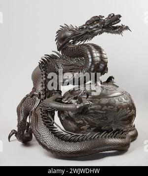 Burnt -Parfum Dragon '. Bronze. Edo-Zeit (1603 - 1867) oder Beginn von Meiji (1868 - 1912). Paris, Cernuschi Museum. 158979-1 fantastisches Tier, asiatische Kunst, chinesische Kunst, Bronze, Burn-Burn, Beginn meiji, Drache, edo-Ära Stockfoto