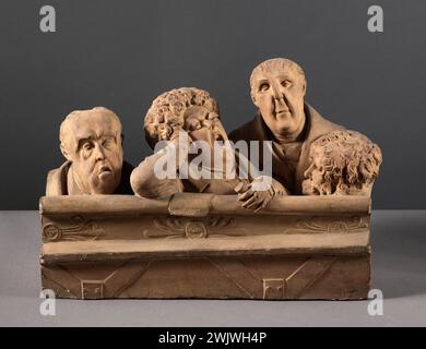 Jean-Pierre Dantan (1800–1869) sagte Dantan den Jungen. Karikatur der 'English Lodge' im King's Theater. Patinierter Gips, Terrakotta. 1834. Paris, Museum Carnavalet. Bailing, King, King's Theater, English Lodge, Patina Patre, Terrakotta, Karikatur Stockfoto