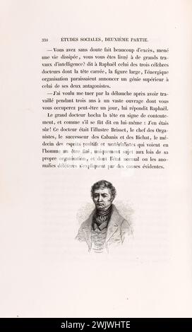 Anonym. "La Skin de Chagrin", Roman von Honoré de Balzac (1799-1850), illustrierte Ausgabe. „Doctor Brisset“. Stahlgravur. Edition H. Delloye und Victor Lecou, 1838. Paris, Maison de Balzac. Illustration, die Haut der Trauer, illustre Arbeit, Roman, literarische Arbeit Stockfoto